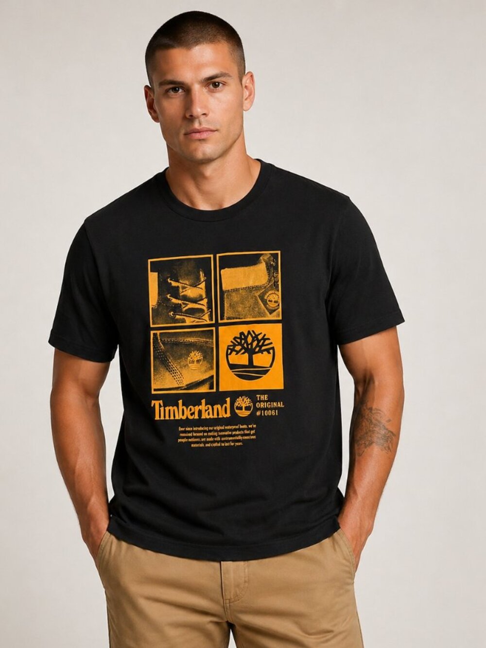 NWT Timberland Men's Square Logo Short Sleeve T-Shirt / Black / Size XXL
